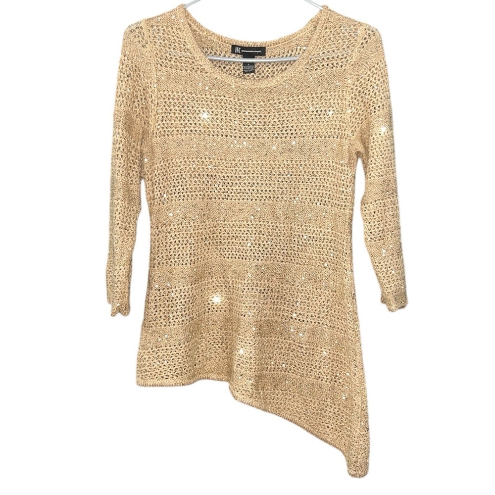 Gold Sequin Knitted Top - Unique & Glamorous ✨  INC, size Large